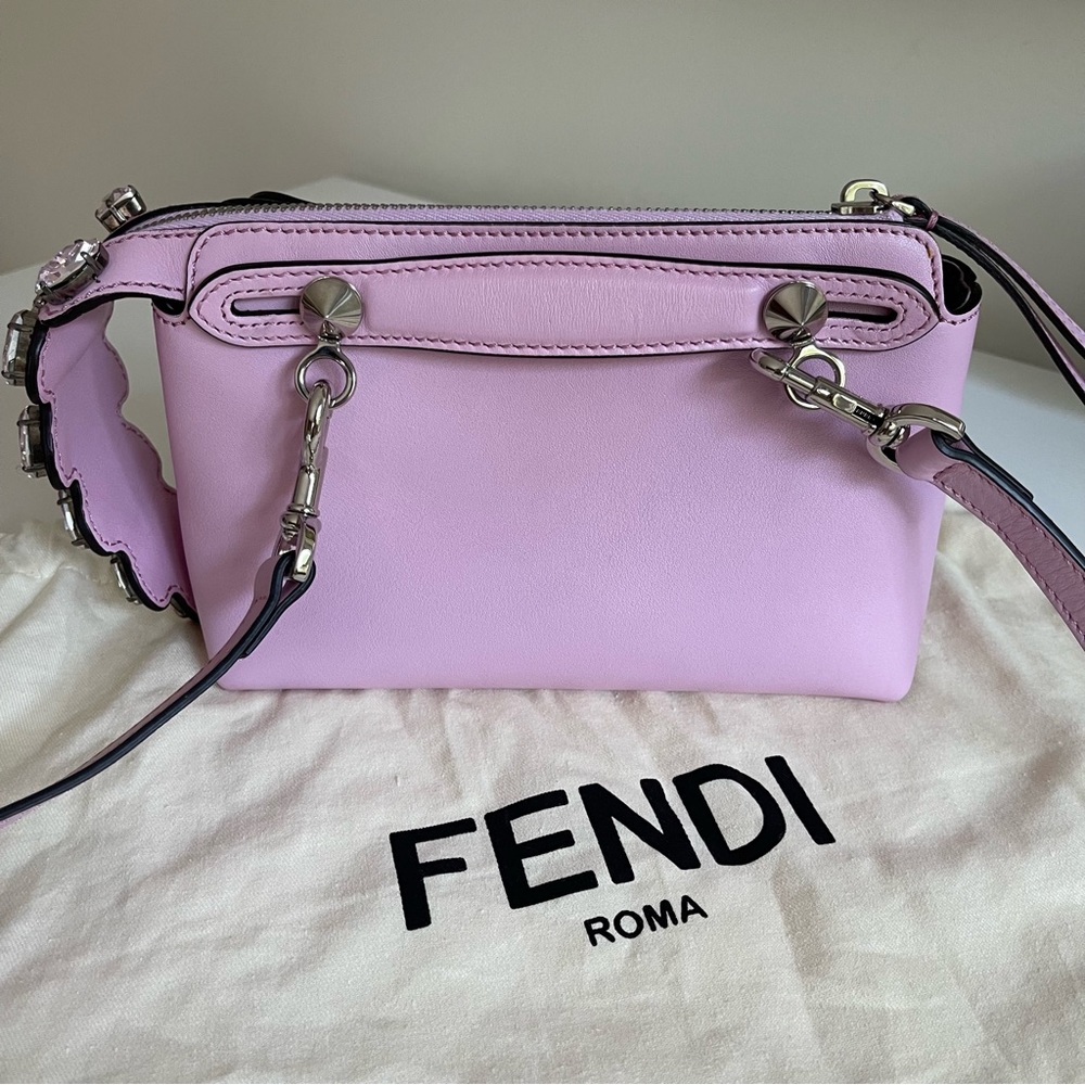 NEW Fendi Vitello Dolce Crystal Croc Tail Mini By The Way Boston Bag Pink - Picture 14 of 17